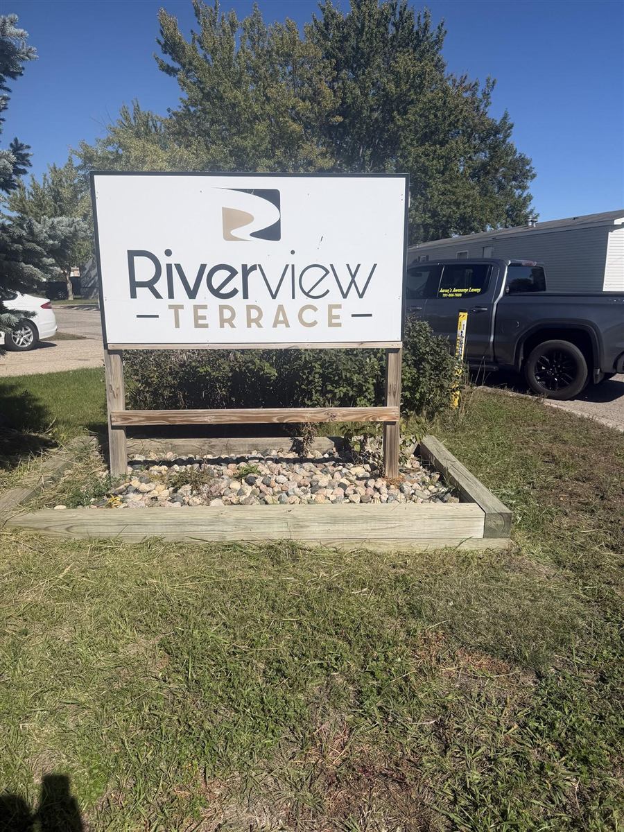 The Riverview Terrace entrance sign